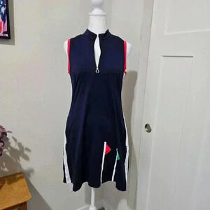 Kinona Flagstick Sleeveless Golf Dress with Pockets - Sz Small - Navy Blue